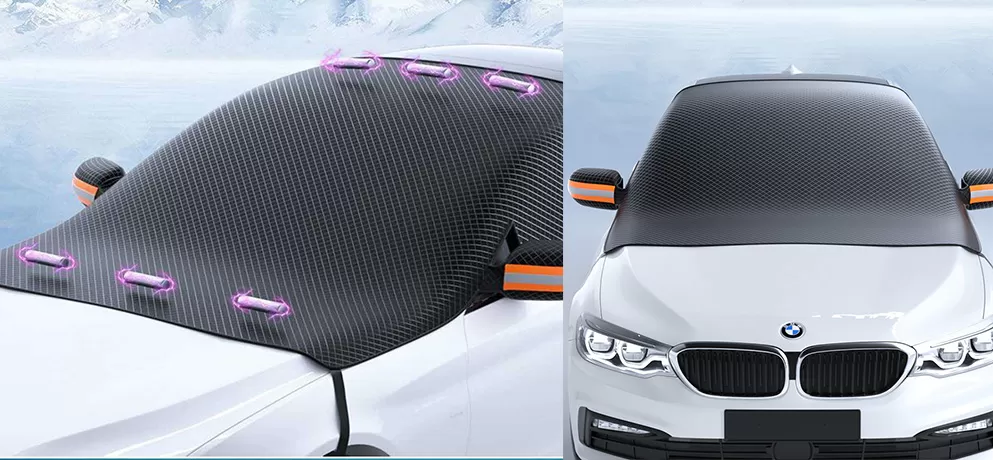 Magnetic Half-Cover Car Snow & Ice Shield – Oxford Cloth Front Windshield Protector