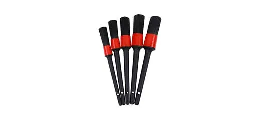 Black Handle Red Shell 5-Piece Automotive Brush Set