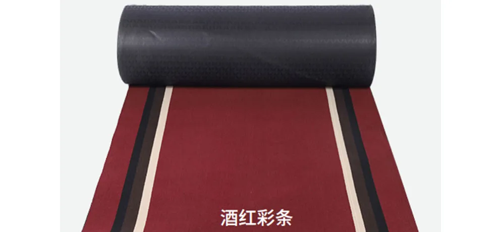 WEISHI Burgundy Striped Wear-Resistant King Floor Mats
