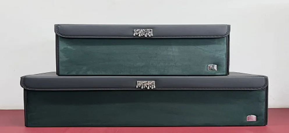 JiuYu Dark Green Suede Car Storage Box