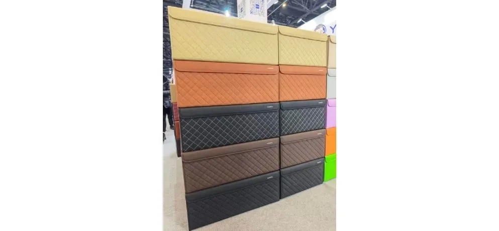 YUSHIFU Beige Orange Black Diamond Pattern Car Trunk Storage Box