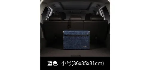 Leather Textured Car Trunk Organizer Blue Small