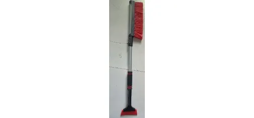 Snow Brush and Ice Scraper Aluminum Handle Red Bristle