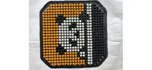 Runtong Natural Wood Bead Car Seat Cushion - Orange White Black Triangle Pattern