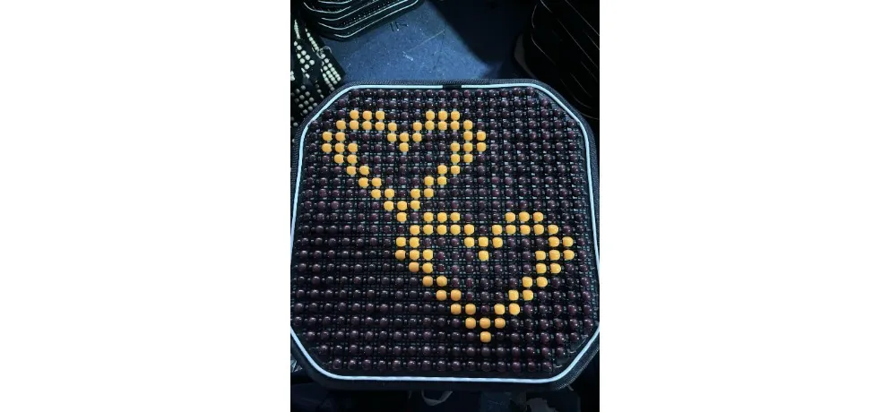 Runtong Natural Wood Bead Car Seat Cushion - Purple Yellow Diagonal Pattern