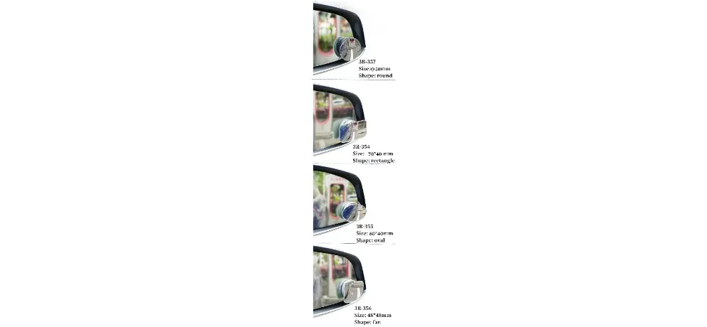 3R Complete Suction Cup Blind Spot Mirror Set - 4 Shapes