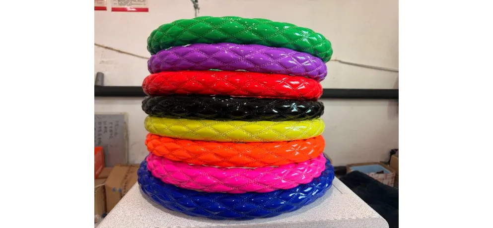 Colorful Quilted Glossy PU Steering Wheel Cover - Multi Color