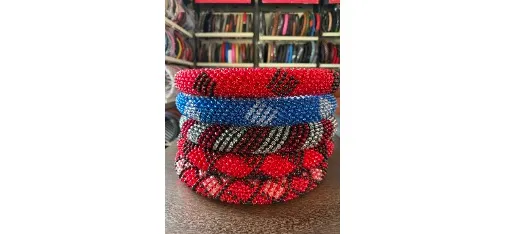 Crystal Bead Steering Wheel Cover - Red Black
