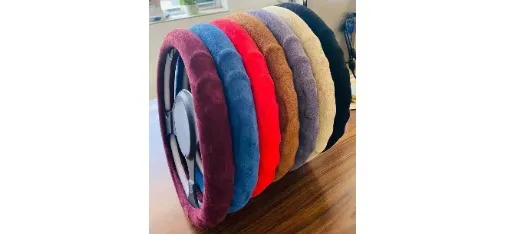 Genuine Leather Steering Wheel Cover - Red
