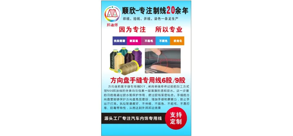 Shunxin Wear-Resistant Polyester High-Strength Thread for Seatbelts