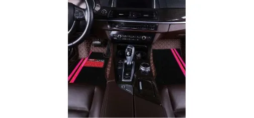 Custom Black Pink Stripe Car Floor Mat Set - Full Coverage