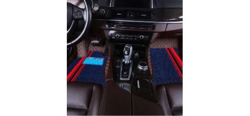 Custom Blue Red Stripe Car Floor Mat Set - Full Coverage