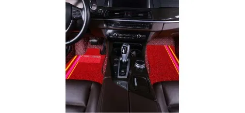 Custom Red Pink Stripe Car Floor Mat Set - Full Coverage