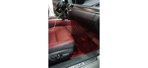 Lexus Red Diamond-quilted Full-coverage Floor Mat Real Shot
