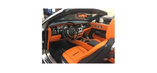 Rolls-Royce Black Carpet Floor Mat Real Shot Orange Interior Convertible