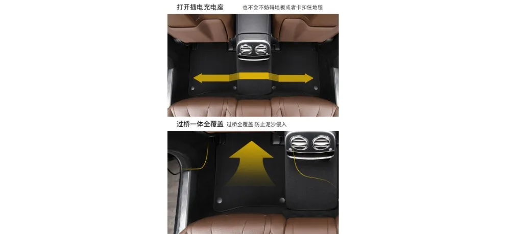 Universal Black Full-coverage Bridge Carpet Floor Mat Rear Seat