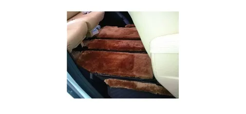 Universal Brown Australian Sheepskin MPV Rear Floor Mat Real Shot Wide