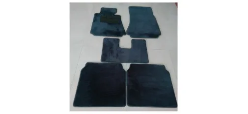 Universal Dark Blue 5-piece Velvet Carpet Floor Mat Set