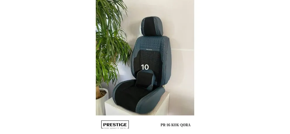 Blue-Grey PRESTIGE PR-16 Quilted Car Seat Cushion Set