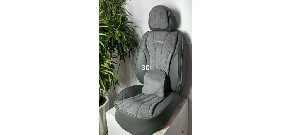 Gray PRASTICH Car Seat Cushion Set with Lumbar Pillow No.30