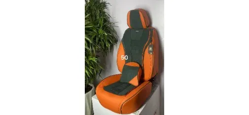 Orange-Green PRASTICH Two-Tone Car Seat Cushion Set No.50