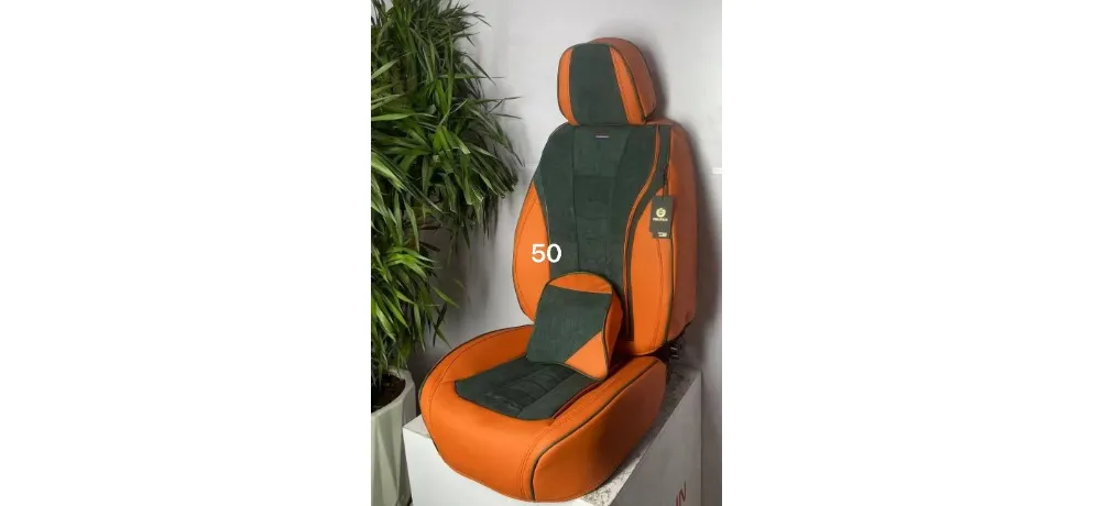Orange-Green PRASTICH Two-Tone Car Seat Cushion Set No.50