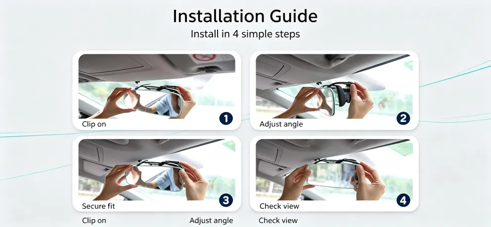 3R Panoramic Clip‑On Frameless Convex Rear View Mirror