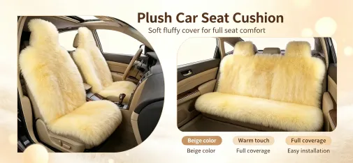 Wangxin Genuine Australian Wool Car Seat Cushion, Sheepskin Fur Seat Pad